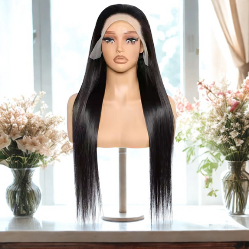 Perruques Lisses vietnamiennes – Cheveux humains 100% naturels, Lace frontale 13x4, Densité 180%