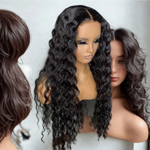 Perruque Water Wave – Cheveux Humains 100 % Naturels - perruque vietnamienne - Look Mouillé, Volume Léger Lace frontale 13x4 - Densité 180%