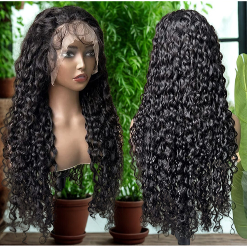 Perruque Water Wave – Cheveux Humains 100 % Naturels - perruque vietnamienne - Look Mouillé, Volume Léger Lace frontale 13x4 - Densité 180%