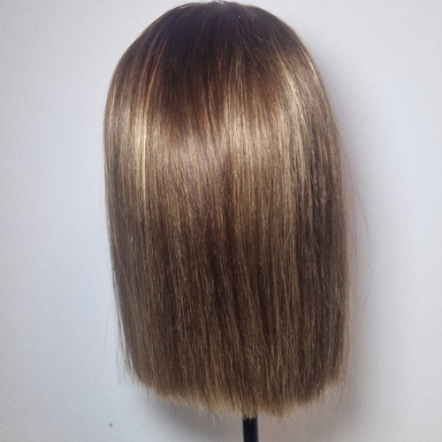 Perruque bob courte, perruque vietnamienne – Cheveux humains 100% naturels, Lace frontale 13x4, glueless - Densité 180%