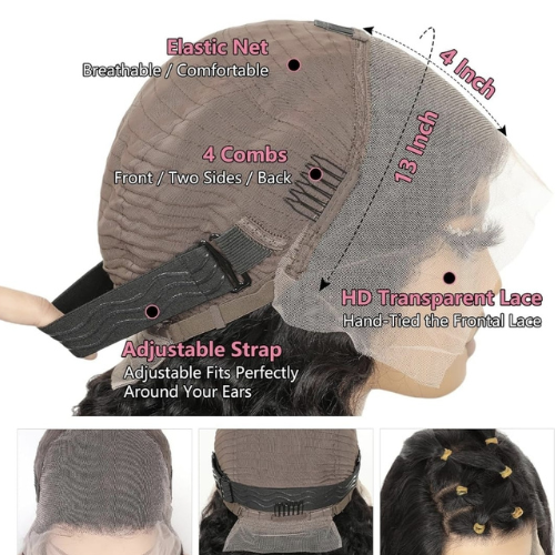 Water Wave HD Lace Wig 13x4 - 100% Natural Human Hair - Vietnamese Wig - Wet Look, Light Volume 13x4 Lace Frontal - 180% Density