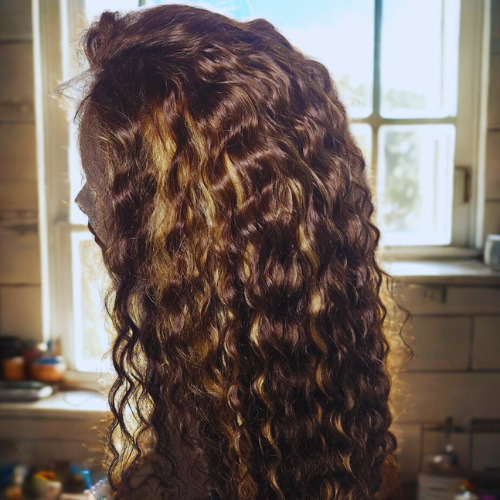 Perruque Water Wave – Cheveux Humains 100 % Naturels - perruque vietnamienne - Look Mouillé, Volume Léger Lace frontale 13x4 - Densité 180%