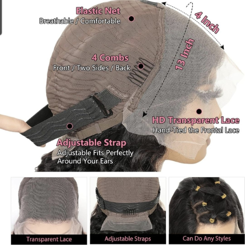 Body Wave-Perücken – 100 % natürliches Menschenhaar – vietnamesische Perücken – 13 x 4 Lace Frontal – 180 % Dichte