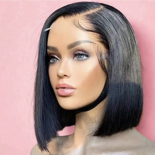 Perruque bob courte, perruque vietnamienne – Cheveux humains 100% naturels, Lace frontale 13x4, glueless - Densité 180%